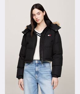 Tommy Jeans: Чёрный пуховик 