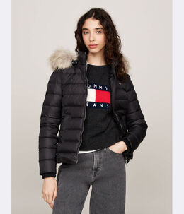 Tommy Jeans: Чёрный пуховик 