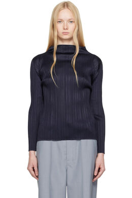 Pleats Please Issey Miyake: Синий топ 