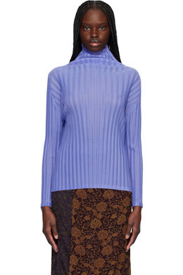Pleats Please Issey Miyake: Голубой свитер 