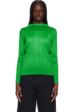 Pleats Please Issey Miyake: Зелёный топ 