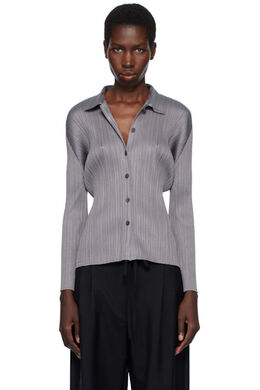 Pleats Please Issey Miyake: Серая рубашка 