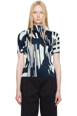 Pleats Please Issey Miyake: Синий топ 
