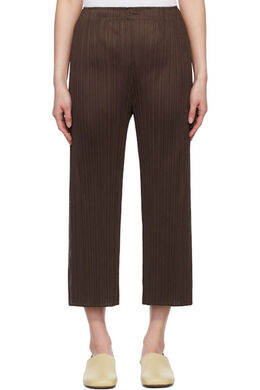 Pleats Please Issey Miyake: Коричневые брюки 