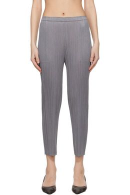 Pleats Please Issey Miyake: Серые брюки 