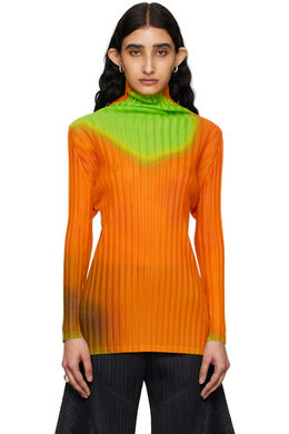 Pleats Please Issey Miyake: Оранжевый свитер 