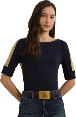 Lauren Ralph Lauren: Двухцветная футболка 