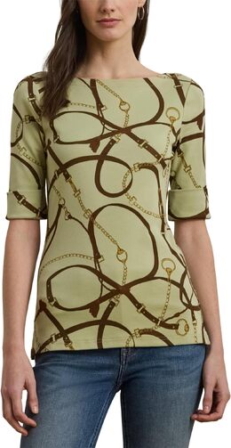 Lauren Ralph Lauren: Зелёная футболка  Judy