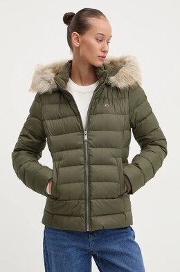 Tommy Jeans: Зелёный пуховик 