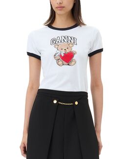 GANNI: Белая футболка 