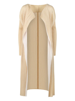 Pleats Please Issey Miyake: Двухцветное пальто 
