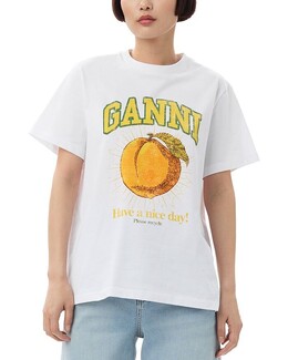 GANNI: Белая футболка 
