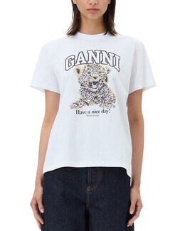 GANNI: Белая футболка 