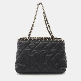 Chanel: Чёрная сумка-шоппер 