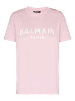 Balmain: Розовая футболка 