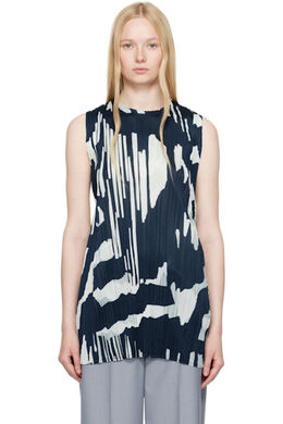 Pleats Please Issey Miyake: Синий топ 