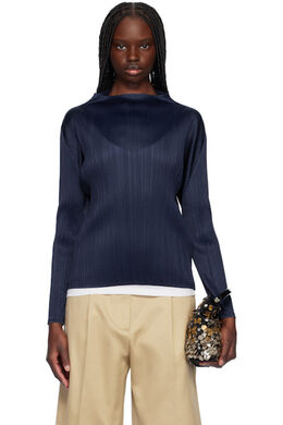 Pleats Please Issey Miyake: Синий топ 
