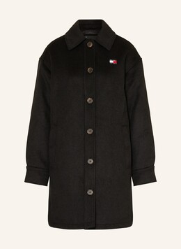 Tommy Jeans: Чёрное пальто 