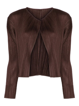 Pleats Please Issey Miyake: Коричневый кардиган 