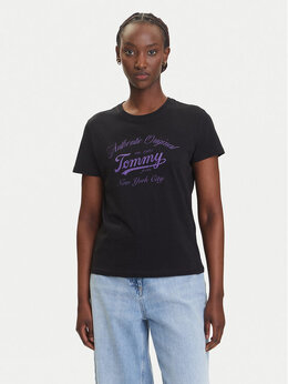 Tommy Jeans: Чёрная футболка  Essential