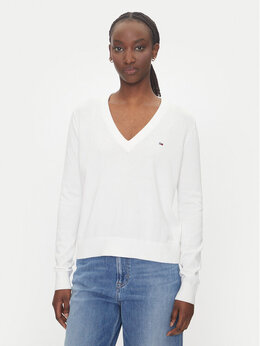 Tommy Jeans: Белый свитер  Essential