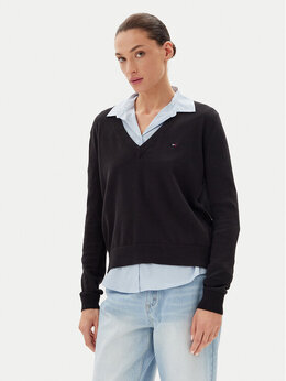 Tommy Jeans: Чёрный свитер  Essential