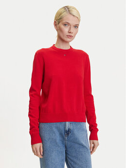 Tommy Jeans: Красный свитер  Essential