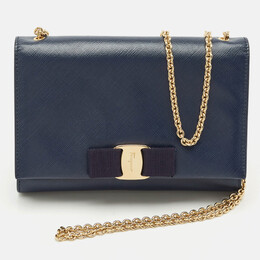 Salvatore Ferragamo: Синий клатч  Vara Bow