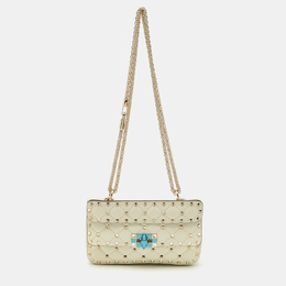 Valentino: Белая сумка на руку  Rockstud Spike