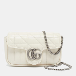 Gucci: Белая сумка  GG Marmont