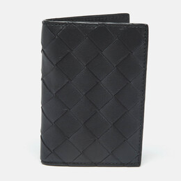 Bottega Veneta: Чёрный картхолдер  Intrecciato
