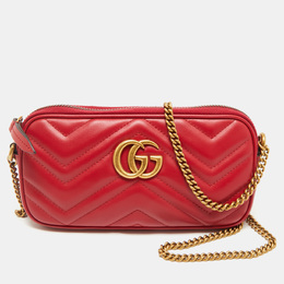 Gucci: Красный кошелёк  GG Marmont