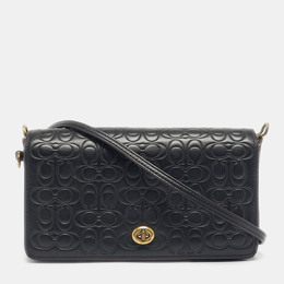 Coach: Чёрная сумка через плечо  Dinky
