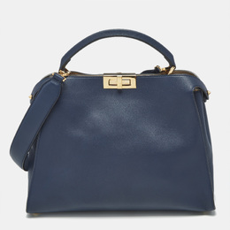 Fendi: Синяя сумка на руку  Peekaboo