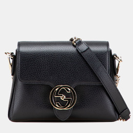 Gucci: Чёрная сумка через плечо  Interlocking G