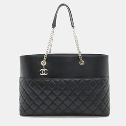 Chanel: Чёрная сумка-шоппер 