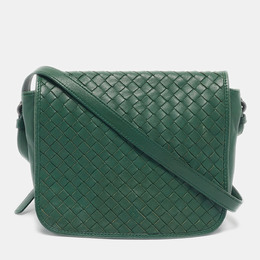 Bottega Veneta: Зелёная сумка через плечо  Intrecciato