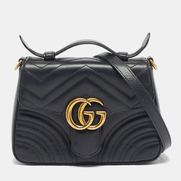 Gucci: Чёрная сумка на руку  GG Marmont