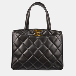 Chanel: Чёрная сумка-шоппер 