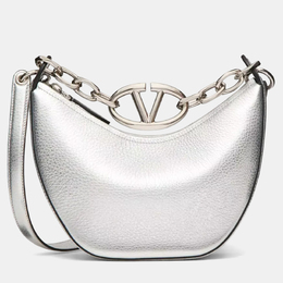 Valentino: Серебристая сумка 