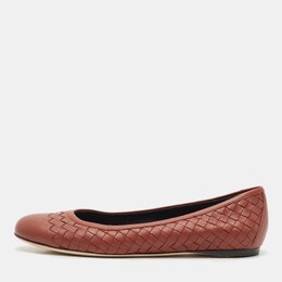 Bottega Veneta: Коричневые балетки  Intrecciato
