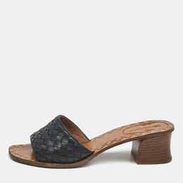 Bottega Veneta: Чёрные сандалии  Intrecciato