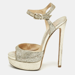 Jimmy Choo: Серебристые сандалии 