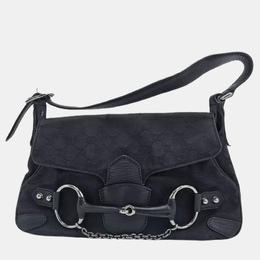 Gucci: Чёрная сумка  Horsebit