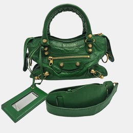 Balenciaga: Зелёная сумка на руку  Classic City