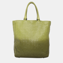 Bottega Veneta: Зелёная сумка-шоппер  Intrecciato