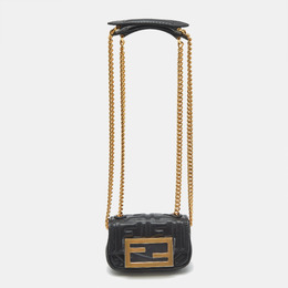 Fendi: Чёрная сумка через плечо  Baguette