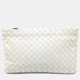 Bottega Veneta: Белый клатч 