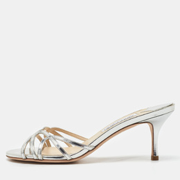 Jimmy Choo: Серебристые сандалии 