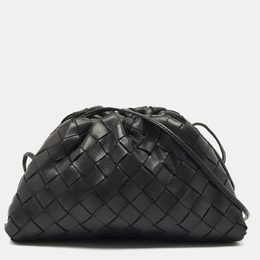 Bottega Veneta: Чёрная косметичка  Intrecciato